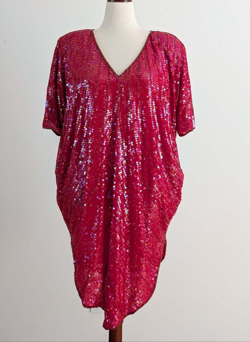 Carina Vintage 100% Silk Sequin Kaftan Dress - 2X
